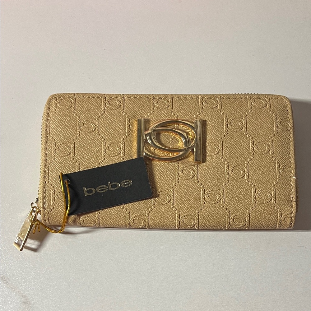 Bebe Beige Wallet with Gold Accents